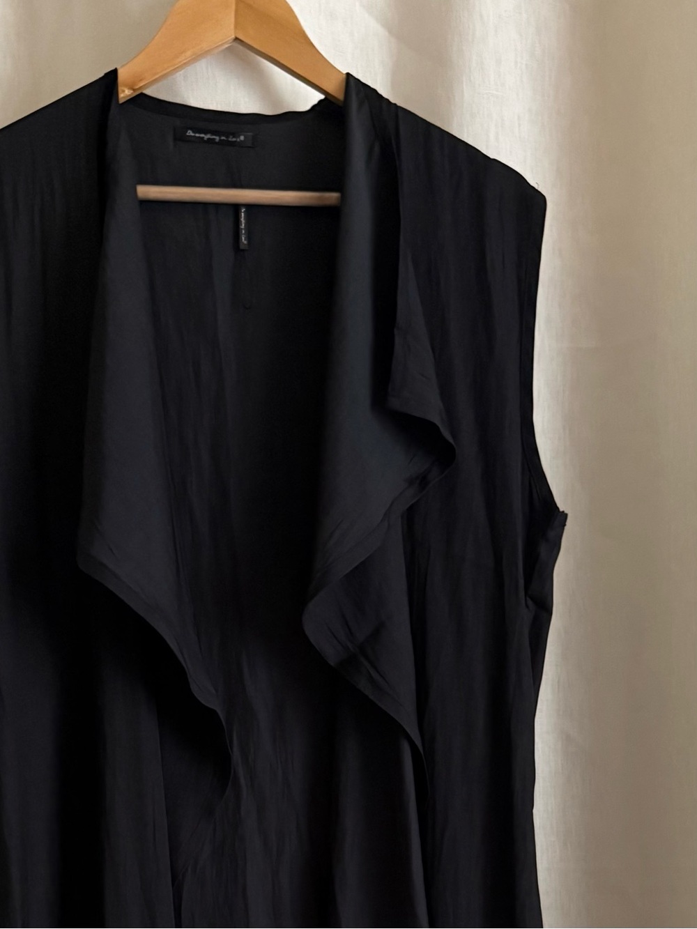 Anthropologie Do Everything in Love Waterfall Duster Vest One Size Black Cotton